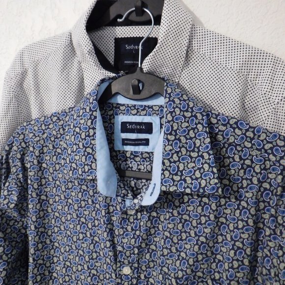 Lot of 2 Sedyrak Dress Shirt Regular Fit Long Sleeve Button Down Business Casual - Picture 3 of 13